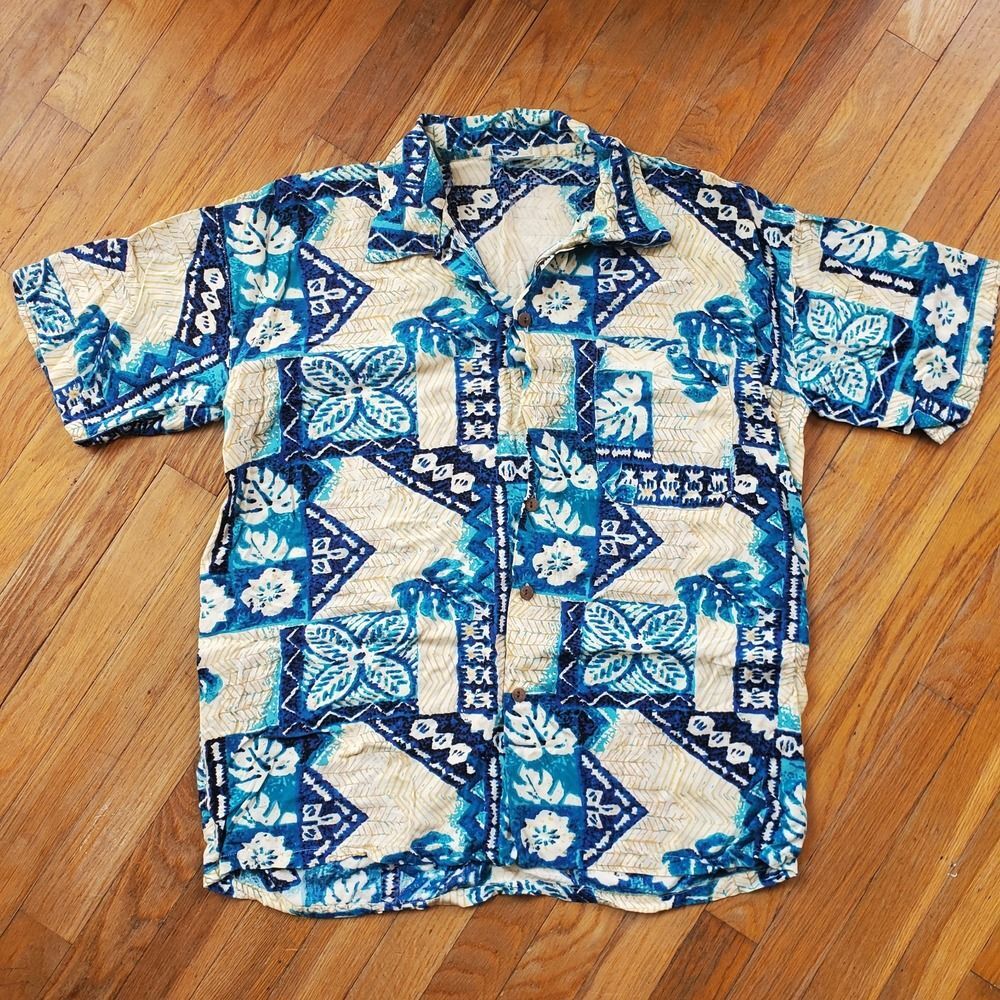 Mens Hawaiian Short Sleeve Button front‎ shirt size medium
